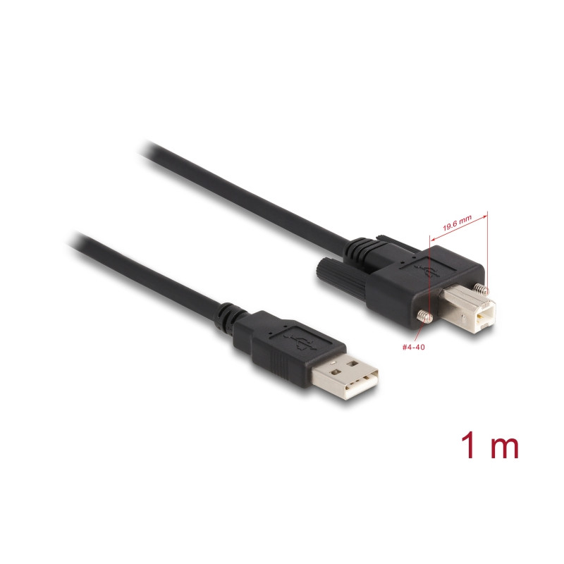 Delock Kabel USB 2.0 Typ-A Stecker zu Typ-B Stecker mit Schrauben 1 m