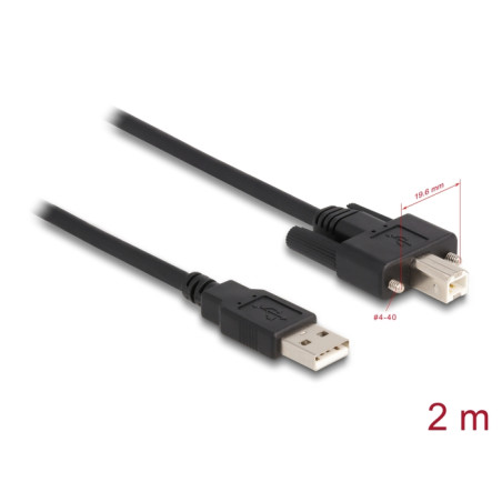 Delock Kabel USB 2.0 Typ-A Stecker zu Typ-B Stecker mit Schrauben 2 m