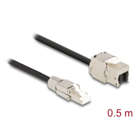 Delock Kabel RJ45 Stecker feldkonfektionierbar zu Keystone Modul RJ45 Buchse Cat.6A 50 cm