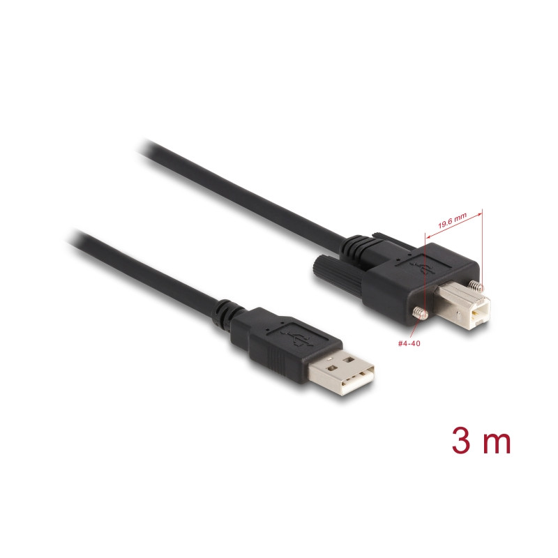 Delock Kabel USB 2.0 Typ-A Stecker zu Typ-B Stecker mit Schrauben 3 m