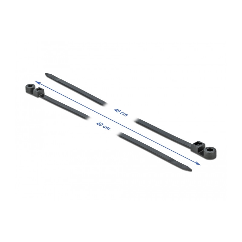 Delock Kabelbinder mit Befestigungsöse L 400 x B 7,6 mm schwarz 10 Stück