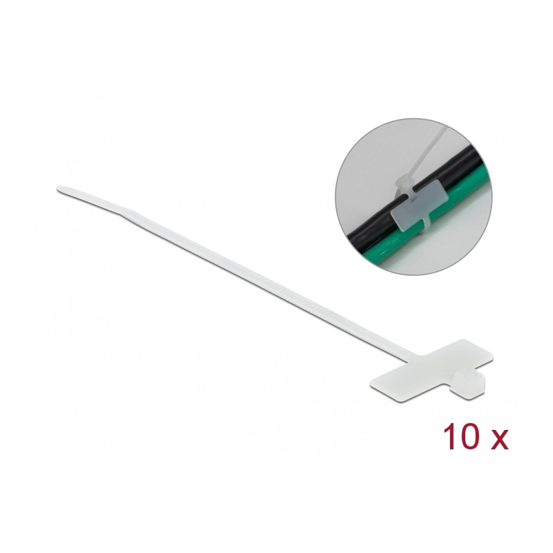 Delock Kabelbinder mit Beschriftungsfeld L 100 x B 2,5 mm weiß 10 Stück