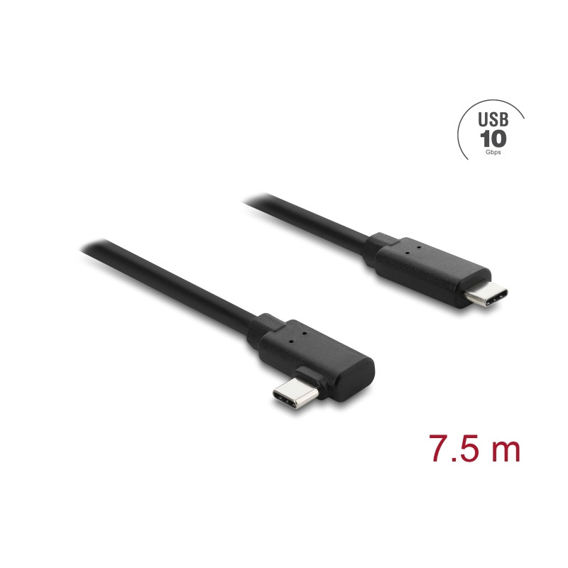 Delock Aktives Optisches Kabel USB 10 Gbps USB Type-C™ Stecker zu Stecker gewinkelt 7,5 m