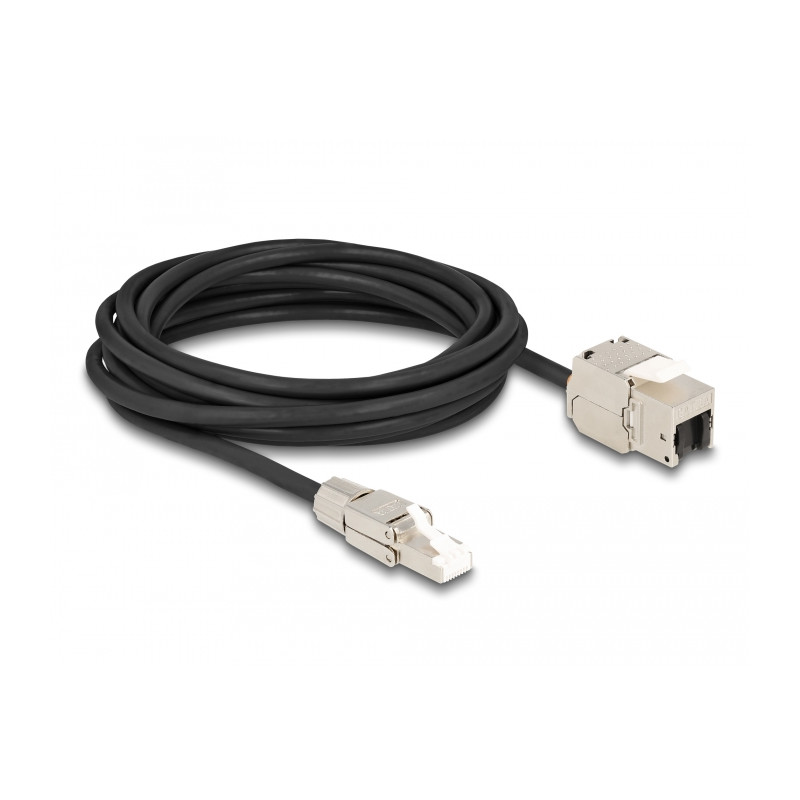 Delock Kabel RJ45 Stecker feldkonfektionierbar zu Keystone Modul RJ45 Buchse Cat.6A 5 m