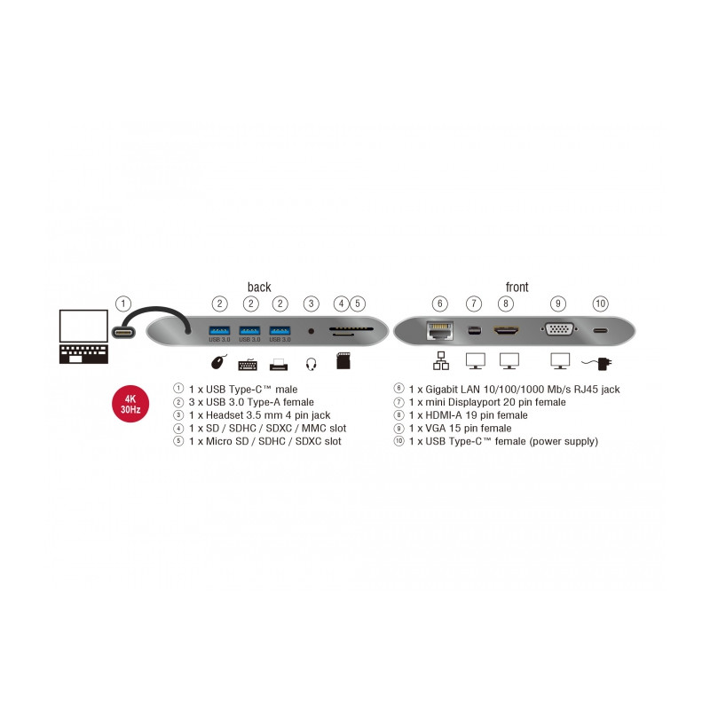 Delock USB Type-C™ 3.1 Dockingstation 4K 30 Hz