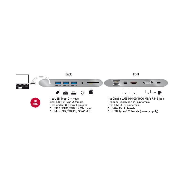 Delock USB Type-C™ 3.1 Dockingstation 4K 30 Hz