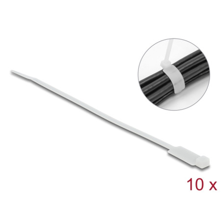 Delock Kabelbinder mit Beschriftungsfeld L 190 x B 4,8 mm weiß 10 Stück