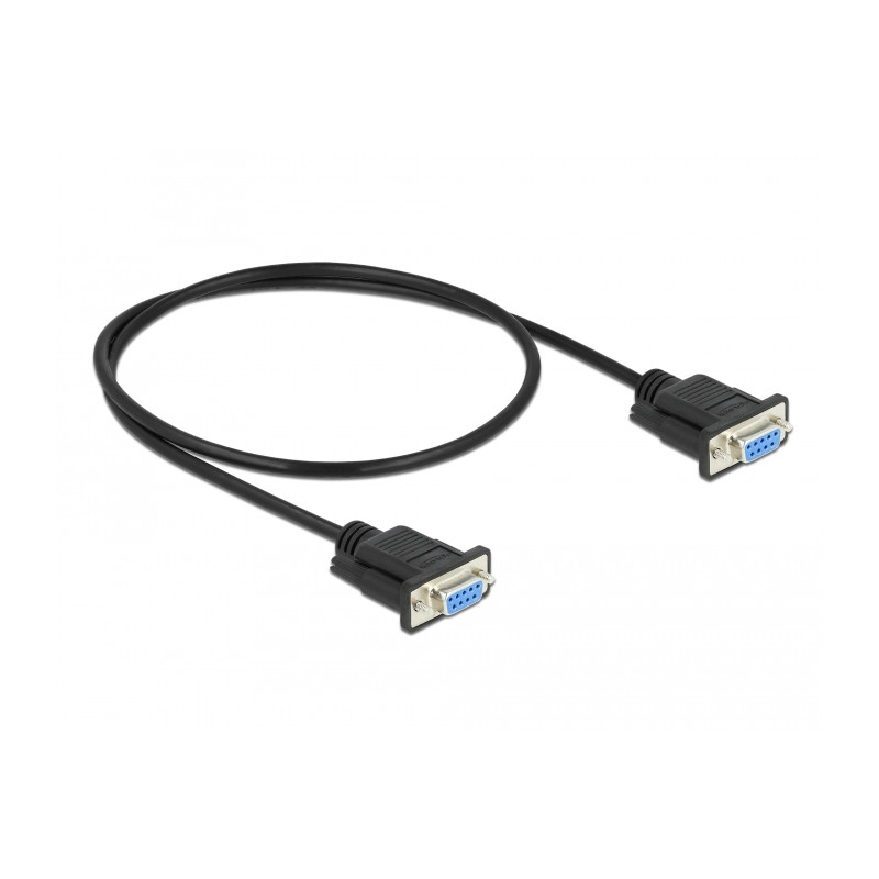 Delock RS-232 Kabel Seriell D-Sub 9 Buchse zu Buchse Nullmodem mit schmalem Steckergehäuse - Full Handshaking - 0,5 m