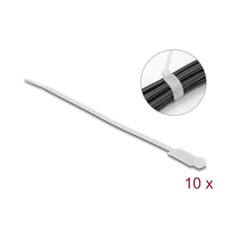 Delock Kabelbinder mit Beschriftungsfeld L 300 x B 4,8 mm weiß 10 Stück