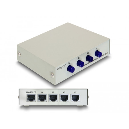 Delock Umschalter RJ45 5 Gigabit LAN 4 Port manuell bidirektional