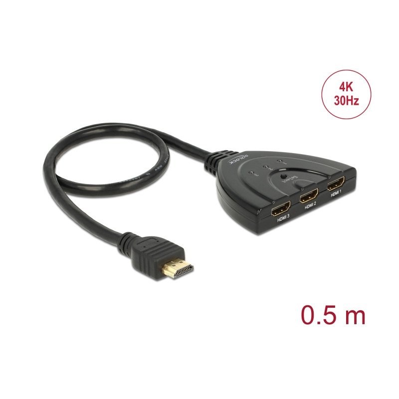 Delock HDMI 3 - 1 Umschalter bidirektional 4k 30 Hz