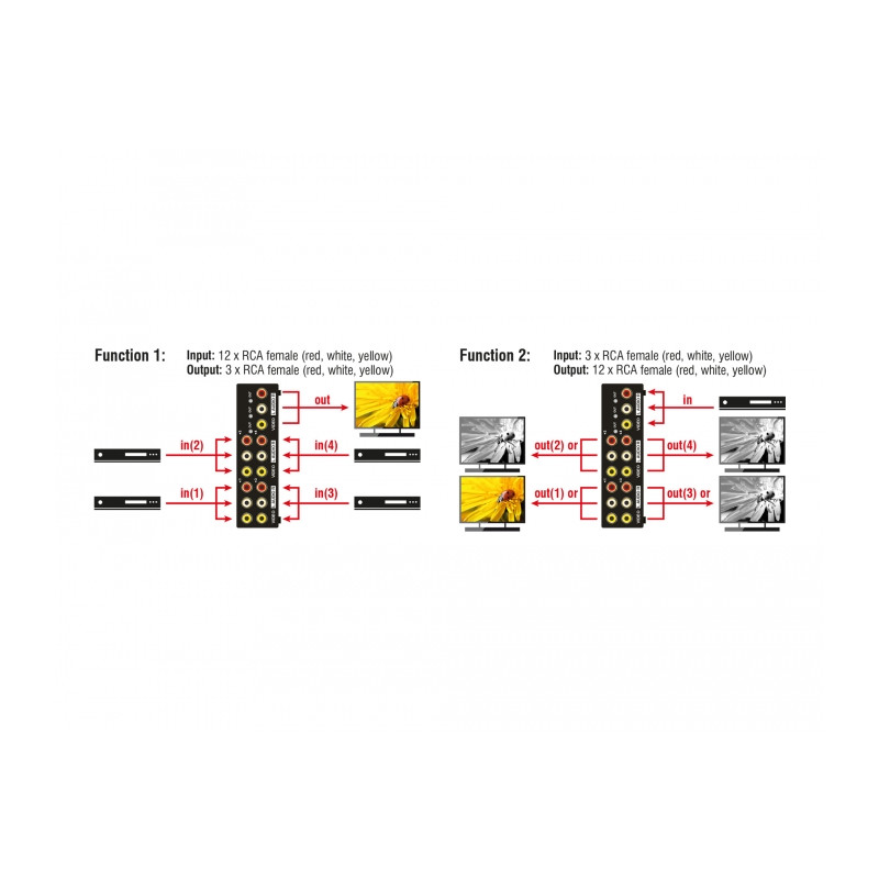 Delock Umschalter Audio / Video 4 Port manuell bidirektional