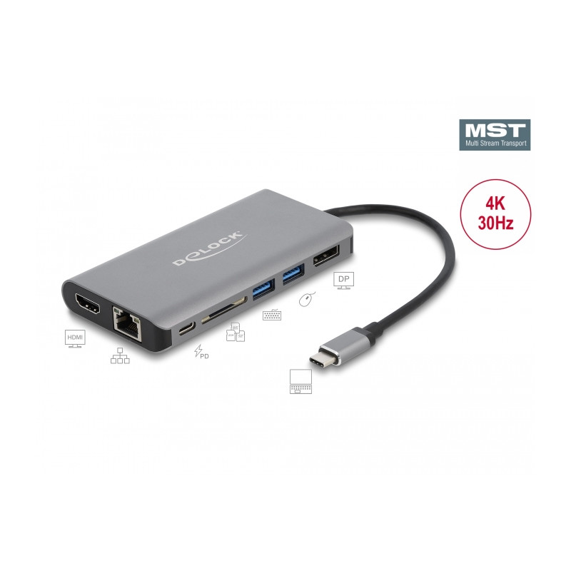 Delock USB Type-C™ Dockingstation 4K - HDMI / DP / USB / SD / LAN / PD 3.0