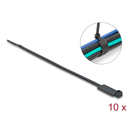 Delock Kabelbinder mit Beschriftungsfeld L 300 x B 4,8 mm schwarz 10 Stück