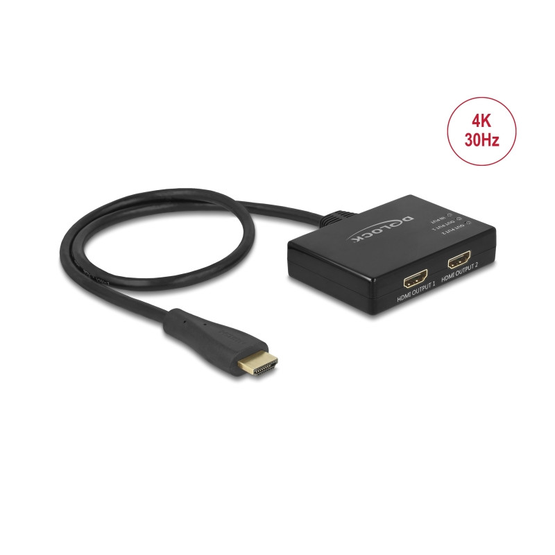 Delock HDMI Splitter 1 x HDMI in - 2 x HDMI out 4K 30 Hz