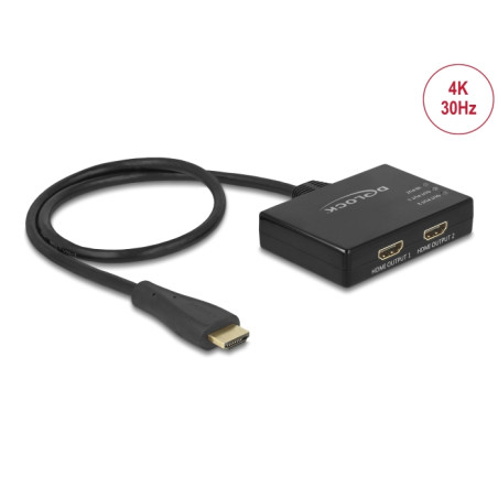 Delock HDMI Splitter 1 x HDMI in - 2 x HDMI out 4K 30 Hz