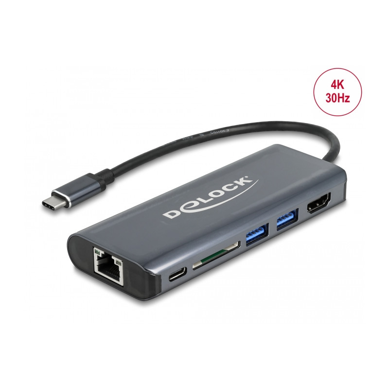 Delock USB Type-C™ 3.1 Dockingstation HDMI 4K 30 Hz, Gigabit LAN und USB PD Funktion