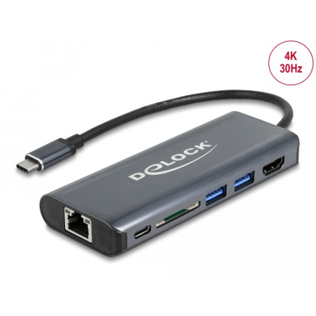 Delock USB Type-C™ 3.1 Dockingstation HDMI 4K 30 Hz, Gigabit LAN und USB PD Funktion