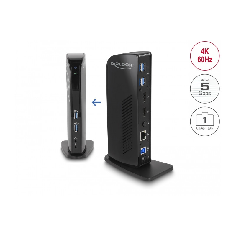 Delock USB Dockingstation Dual DisplayPort 4K / USB 3.2 / LAN / Audio (Displaylink)
