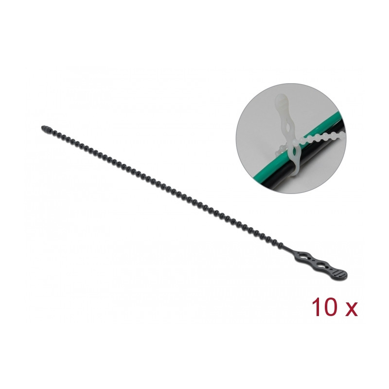 Delock Blitzbinder wiederverwendbar L 310 x B 4,5 mm schwarz 10 Stück