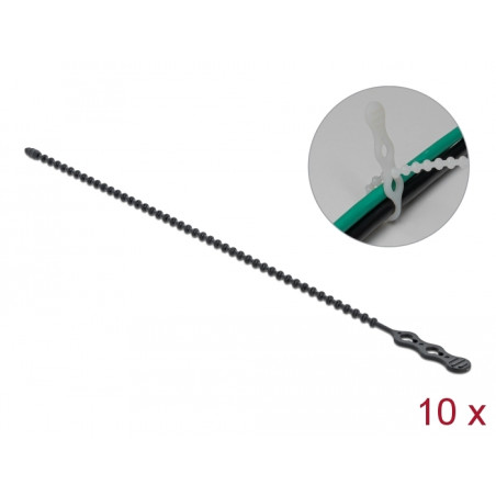 Delock Blitzbinder wiederverwendbar L 310 x B 4,5 mm schwarz 10 Stück
