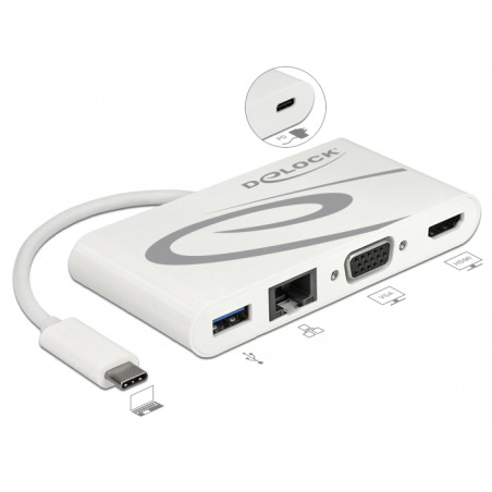 Delock USB Type-C™ 3.1 Dockingstation HDMI 4K 30 Hz + VGA + LAN + USB PD