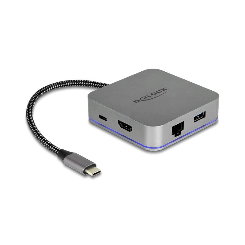 Delock USB Type-C™ Dockingstation für Mobilgeräte 4K - HDMI / Hub / LAN / PD 3.0 mit LED Beleuchtung