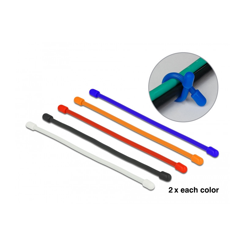 Delock Kabelbinder biegsam L 80 x B 4 mm farbig sortiert Set 10 Stück