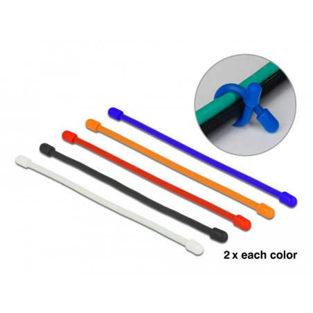 Delock Kabelbinder biegsam L 80 x B 4 mm farbig sortiert Set 10 Stück