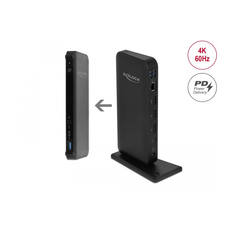 Delock USB Type-C™ DP 1.4 Dockingstation 4K - HDMI / DP 1.4 / USB 10 Gbps / LAN / PD 3.0