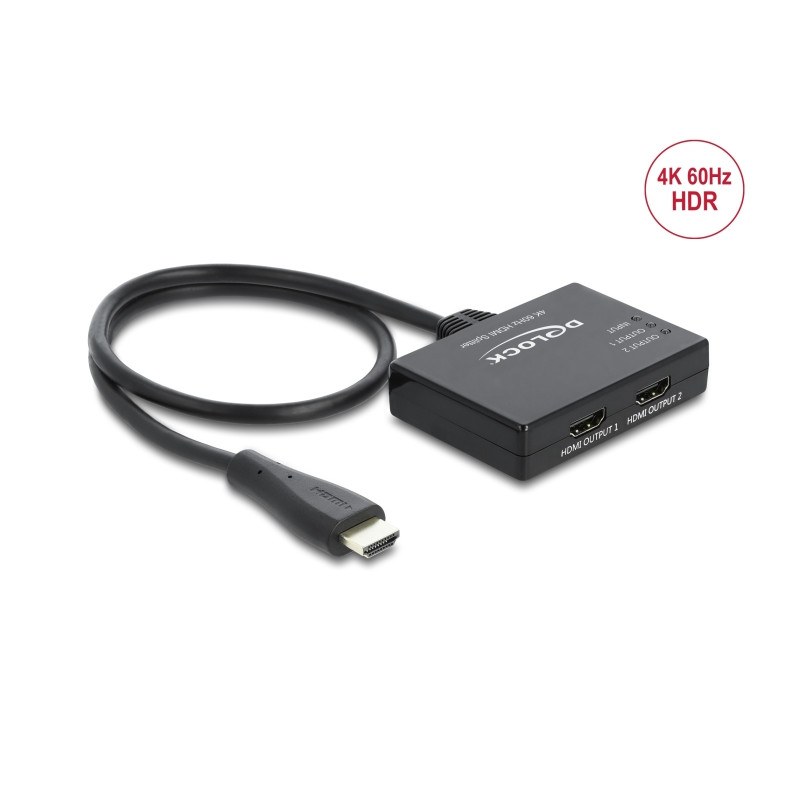 Delock HDMI Splitter 1 x HDMI in - 2 x HDMI out 4K 60 Hz