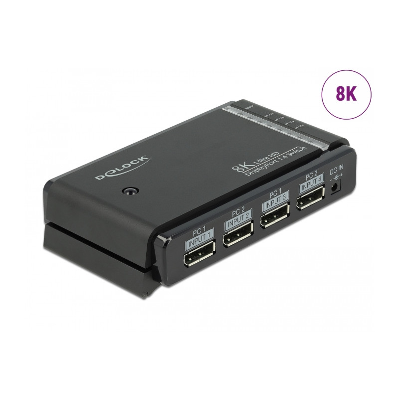 Delock DisplayPort 1.4 Switch 2 x 2 DisplayPort in zu 1 x 2 DisplayPort out 8K