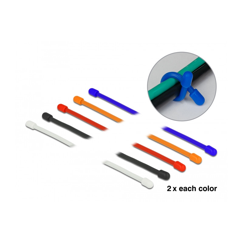 Delock Kabelbinder biegsam L 150 x B 4 mm farbig sortiert Set 10 Stück