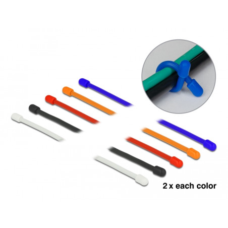 Delock Kabelbinder biegsam L 150 x B 4 mm farbig sortiert Set 10 Stück