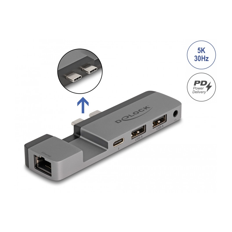 Delock Dockingstation für MacBook Pro / MacBook Air Thunderbolt™ 4 mit 5K Auflösung / 100 W PD / 10 Gbps Hub / LAN / Audio