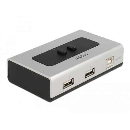 Delock Umschalter USB 2.0 mit 1 x Typ-B Buchse zu 2 x Typ-A Buchse manuell bidirektional