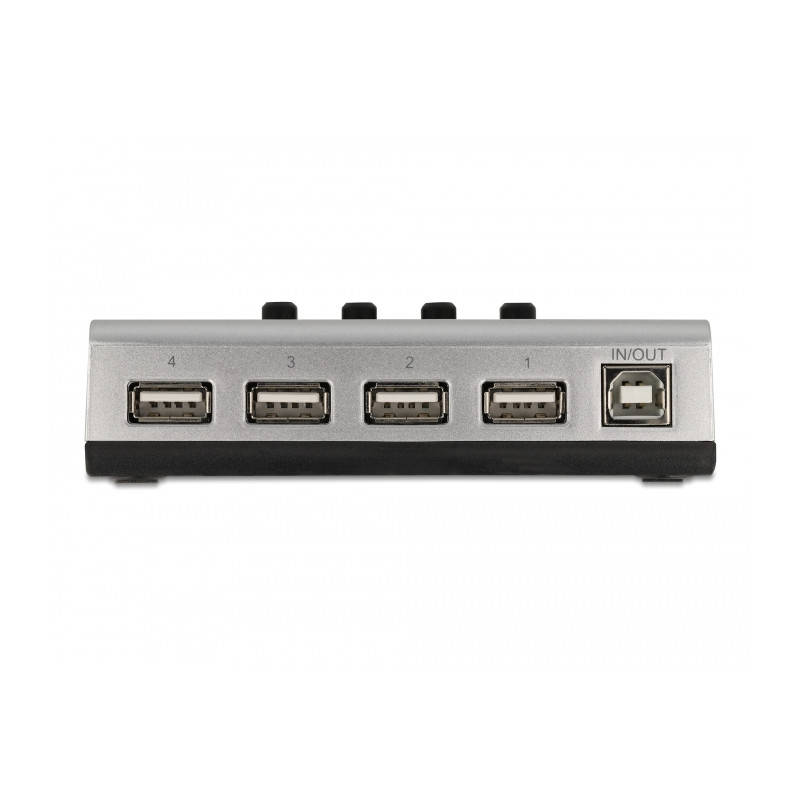 Delock Umschalter USB 2.0 mit 1 x Typ-B Buchse zu 4 x Typ-A Buchse manuell bidirektional