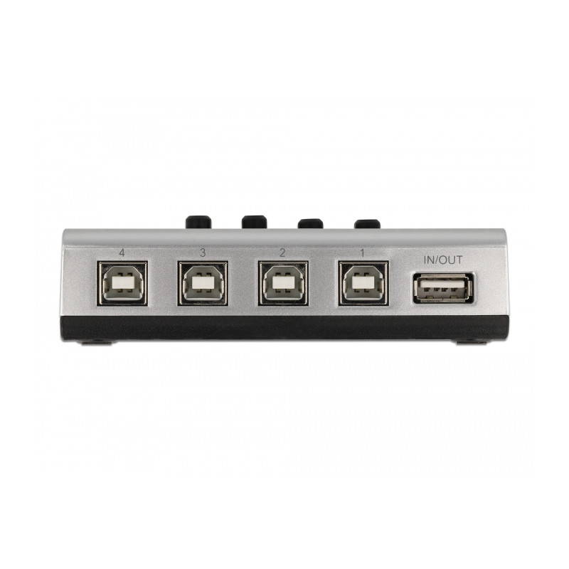 Delock Umschalter USB 2.0 mit 4 x Typ-B Buchse zu 1 x Typ-A Buchse manuell bidirektional