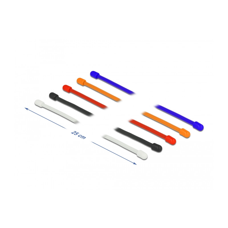 Delock Kabelbinder biegsam L 250 x B 4 mm farbig sortiert Set 10 Stück