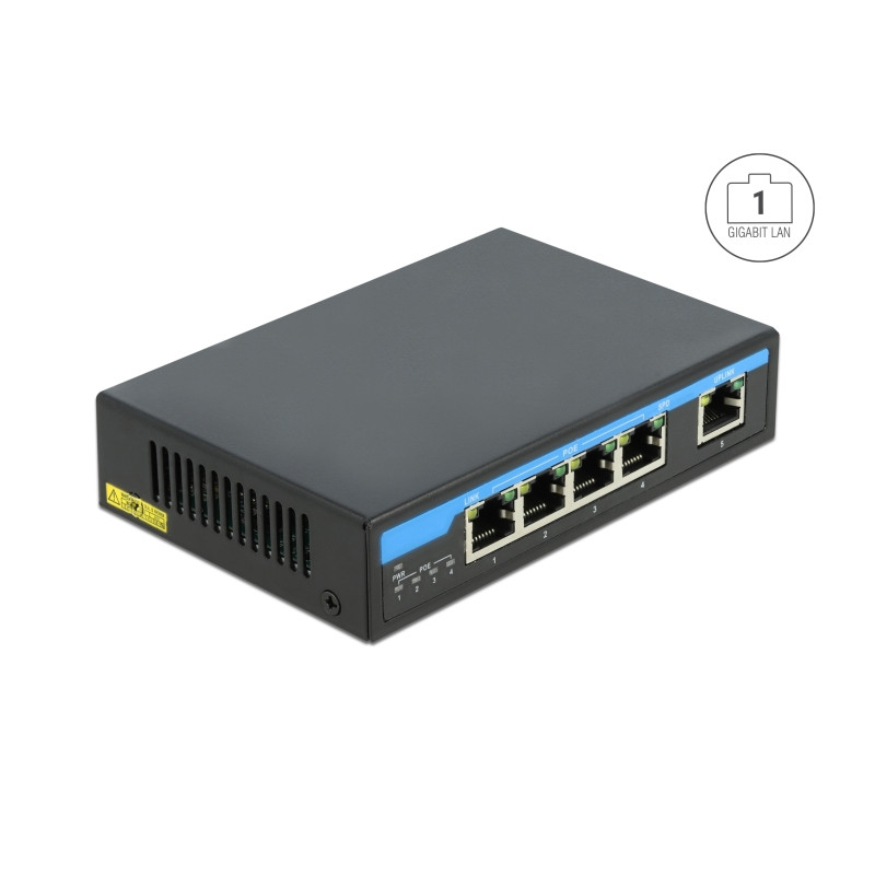 Delock Gigabit Ethernet Switch 4 Port PoE + 1 RJ45