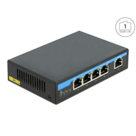 Delock Gigabit Ethernet Switch 4 Port PoE + 1 RJ45
