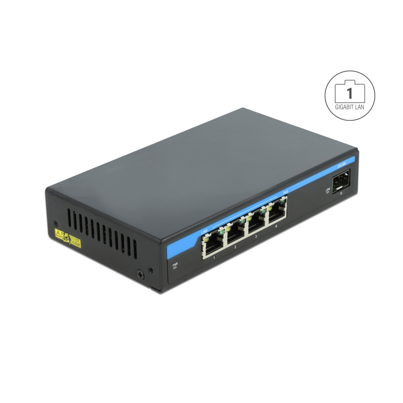 Delock Gigabit Ethernet Switch 4 Port PoE + 1 SFP