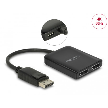 Delock DisplayPort 1.4 Splitter 1 x DisplayPort zu 2 x DisplayPort MST