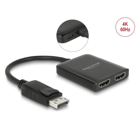 Delock DisplayPort 1.4 Splitter 1 x DisplayPort zu 2 x HDMI MST