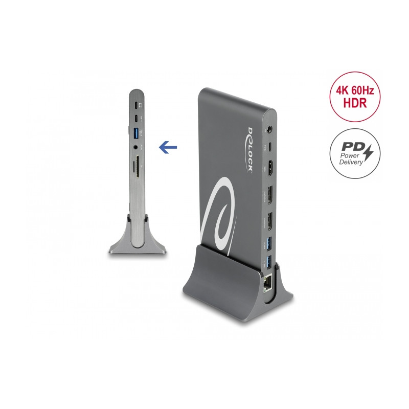 Delock USB Type-C™ DP 1.4 Dockingstation Triple 4K Display - HDMI / DisplayPort / USB / LAN / SD / PD 3.0