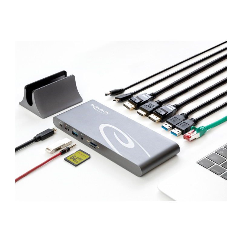 Delock USB Type-C™ DP 1.4 Dockingstation Triple 4K Display - HDMI / DisplayPort / USB / LAN / SD / PD 3.0