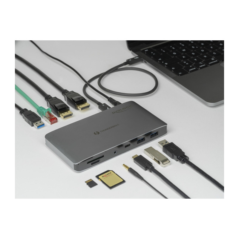 Delock Thunderbolt™ 3 Dockingstation 8K - Dual DisplayPort / USB / LAN / SD / Audio / PD 3.0
