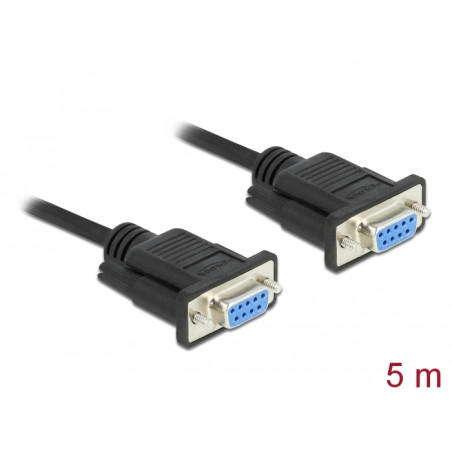 Delock RS-232 Kabel Seriell D-Sub 9 Buchse zu Buchse Nullmodem mit schmalem Steckergehäuse - CTS / RTS auto control - 5 m