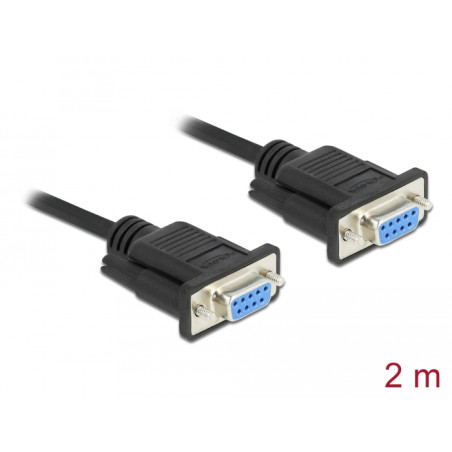 Delock RS-232 Kabel Seriell D-Sub 9 Buchse zu Buchse Nullmodem mit schmalem Steckergehäuse - CTS / RTS auto control - 2 m