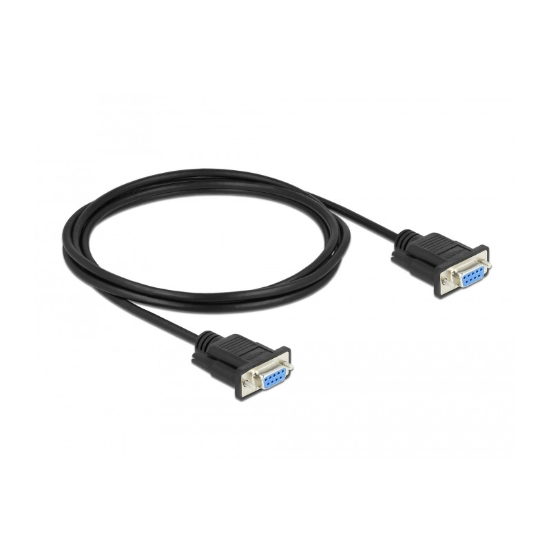 Delock RS-232 Kabel Seriell D-Sub 9 Buchse zu Buchse Nullmodem mit schmalem Steckergehäuse - CTS / RTS auto control - 2 m